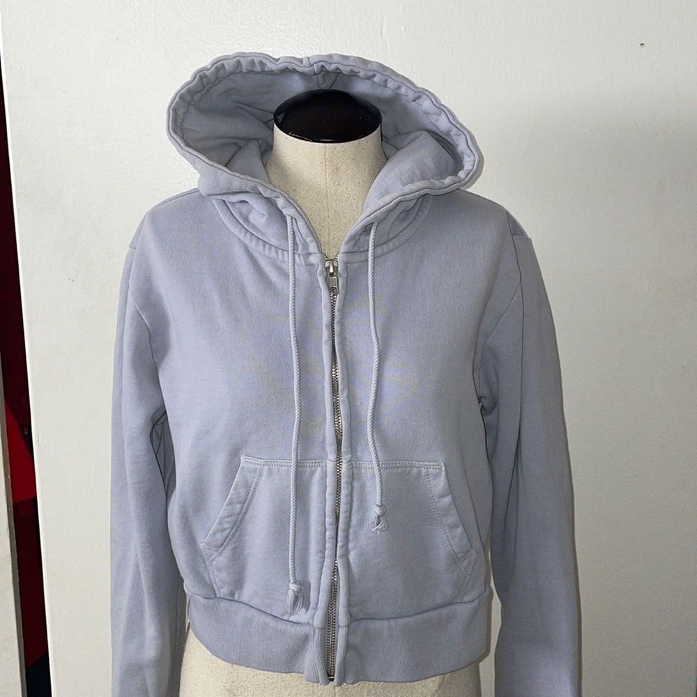 Brandy Melville classic powder blue  hooded zip up  jacket